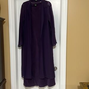 Fabulous Eileen Fisher Silk Ensemble. Long Sheath dress with long Sheer coat.